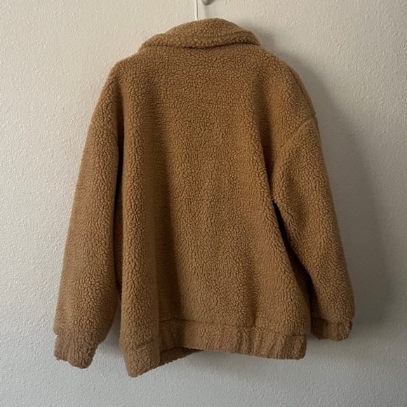 IAMGIA Pixie Coat Camel Sherpa XS Oversized Teddy Jacket Women's Faux Fur Zip Up - Picture 5 of 5